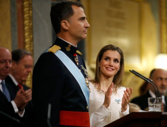 Spain's new King Felipe VI and his wife Queen Letizia attend the swearing-in ceremony at the Congress of Deputies in Madrid