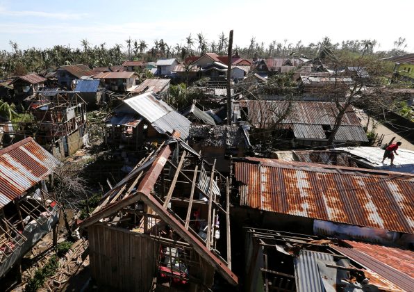 A general view of damaged houses swept by Typhoon Hagupit in Eastern Samar, in central Philippines