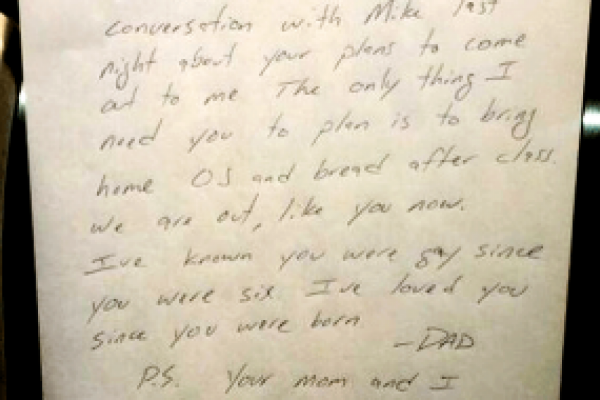 Emotiva carta de un padre a su hijo gay (Imagen)