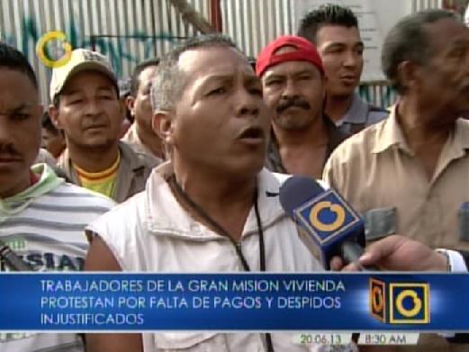 Trabajadores de la Misión Vivienda protestan por falta de pagos y despidos injustificados (Video)