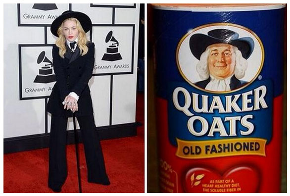 Compara look de Madonna en los Grammy con el hombre de la avena Quaker (Foto)