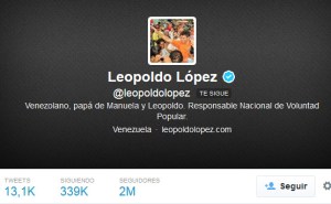 Leopoldo López llega a 2 millones de seguidores en Twitter (Imagen)
