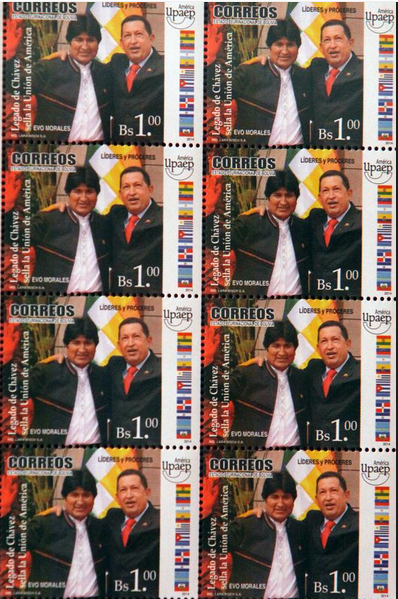 ¡El colmo! En Bolivia presentan sellos postales en conmemoración a Chávez