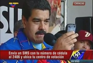Maduro enseña a mandar “cms” al 2406 incentivando a votar en internas del Psuv (Video)