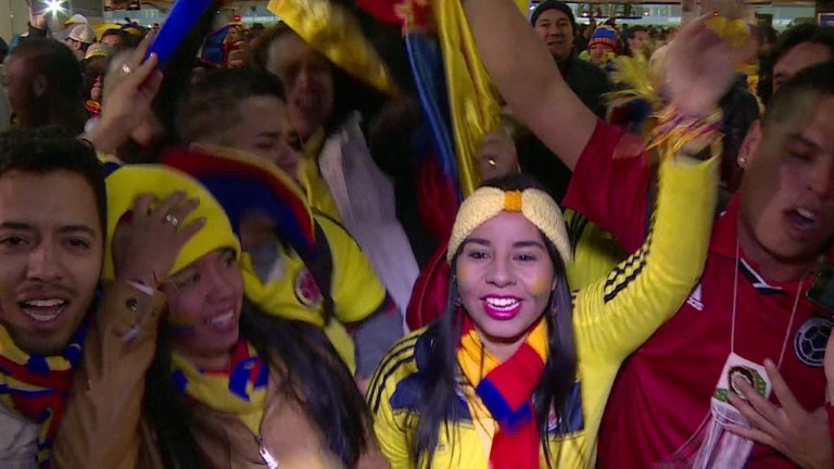 Hinchas colombianos celebraron la victoria ante Brasil (Video)