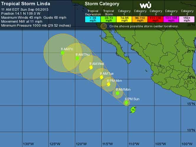La tormenta tropical Linda se forma frente a costas del noroeste de México