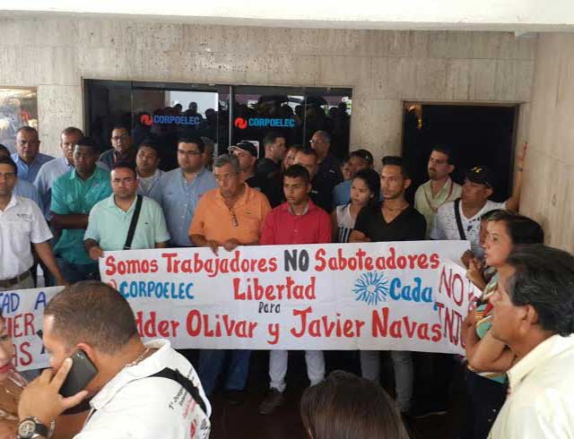 Trabajadores de Corpoelec exigen liberación de dos compañeros presos en el Sebin