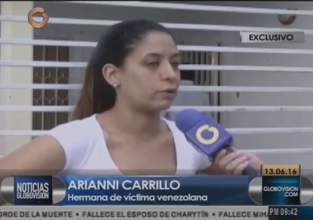 Arianni Carrillo hermana de Simón Carrillo, venezolano asesinado en Orlando