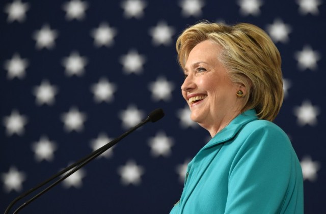 (FILES) This file photo taken on August 25, 2016 shows Democratic presidential candidate Hillary Clinton speaking at a campaign event in Reno, Nevada. Hillary Clinton said August 26, 2016 she was certain no revelations from emails or foreign entities' ties to her husband's charitable foundation will derail her bid for the US presidency. "I am sure, and I am sure because I have a very strong foundation of understanding about the foundation" and the good work it has done, the Democratic candidate said in an interview with MSNBC. / AFP PHOTO / JOSH EDELSON