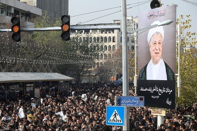 Mourners gather during the funeral of former president Ali Akbar Hashemi Rafsanjani in Tehran, Iran January 10, 2017. Tasnim News Agency/Handout via REUTERS ATTENTION EDITORS - THIS PICTURE WAS PROVIDED BY A THIRD PARTY. FOR EDITORIAL USE ONLY. NO RESALES. NO ARCHIVE.