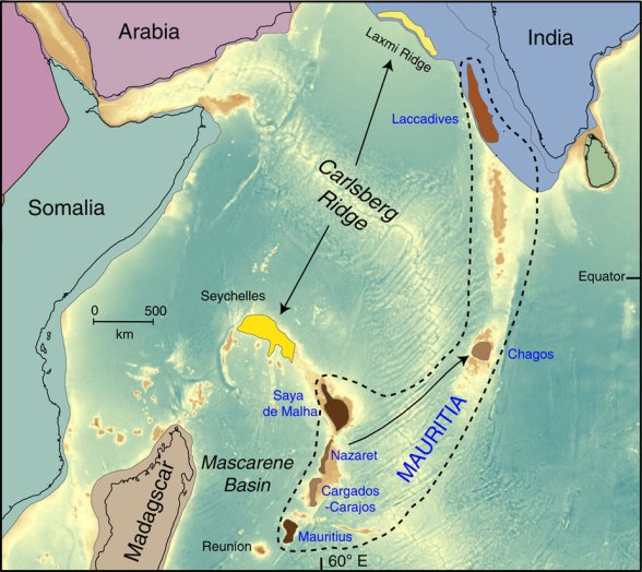 Foto: Ubicación de posibles fragmentos continentales en el Océano Índico / nature.com