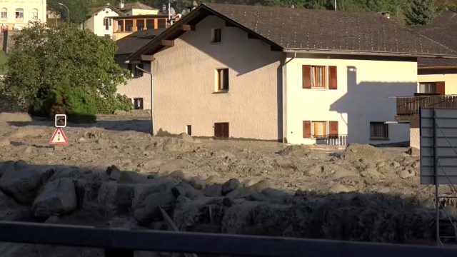 Still image taken from video shows the remote village Bondo in Switzerland, August 23, 2017 after a landslide struck the village in a remote Swiss valley. REUTERS/LOCAL TEAM via Reuters TV NO ACCESS IT WEBSITES ITALY OUT SWITZERLAND OUT