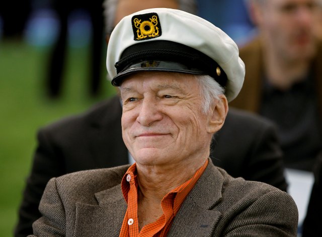 FILE PHOTO -  Playboy Magazine founder Hugh Hefner smiles at the news conference for the upcoming Playboy Jazz Festival, at the Playboy Mansion in Los Angeles, California February 10, 2011.    REUTERS/Fred Prouser/File Photo