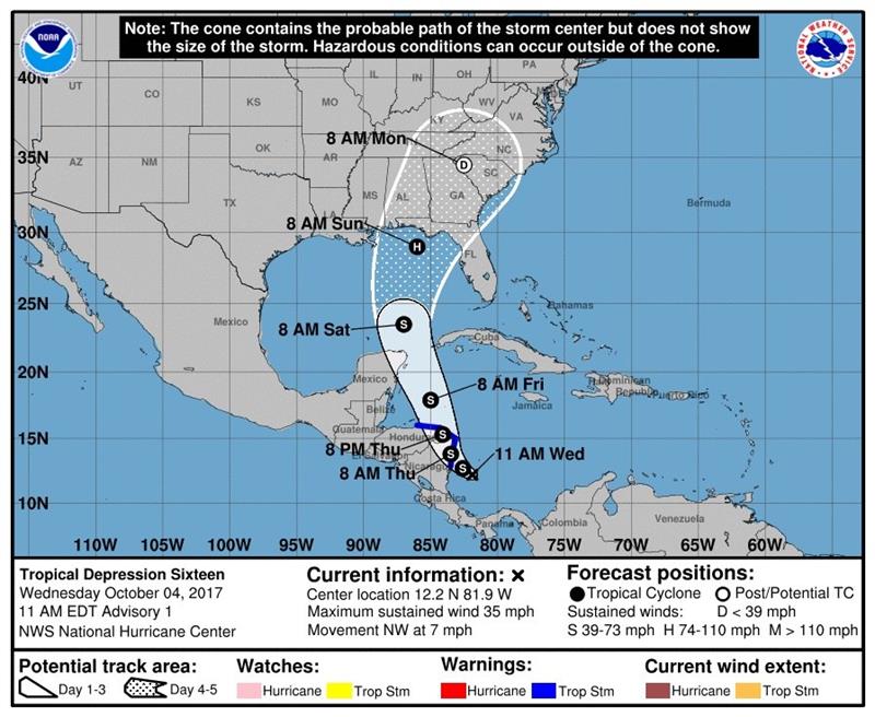 Declaran alerta amarilla en Honduras por depresión tropical