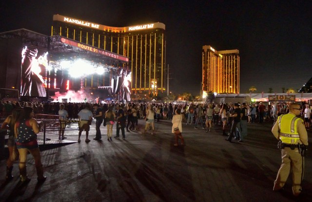 FILE PHOTO: The grounds are shown at the Route 91 Harvest festival, with the Mandalay Bay Hotel behind the stage, on Las Vegas Boulevard South in Las Vegas, Nevada, U.S. September 30, 2017.  Courtesy of Bill Hughes/Las Vegas News Bureau/File photo THIS IMAGE HAS BEEN SUPPLIED BY A THIRD PARTY. THIS PICTURE WAS PROCESSED BY REUTERS TO ENHANCE QUALITY. AN UNPROCESSED VERSION HAS BEEN PROVIDED SEPARATELY. MANDATORY CREDIT. NO RESALES. NO ARCHIVE
