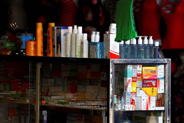 Medicines are displayed on sale in a stall at Las Pulgas market in Maracaibo, Venezuela December 5, 2017. Picture taken December 5, 2017. REUTERS/Isaac Urrutia