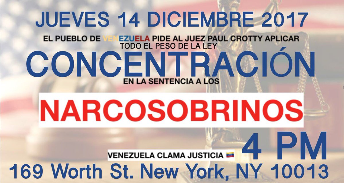 Venezolanos protestarán ante Corte de Nueva York para pedir castigo para narcosobrinos