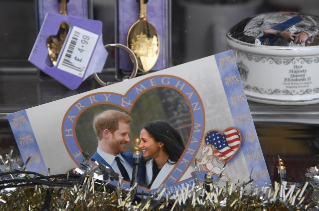 Commemorative gifts ahead of the wedding of Britain's Prince Harry and his fiancee Meghan Markle are seen displayed for sale in a shop in Windsor, Britain, January 4, 2018. REUTERS/Toby Melville