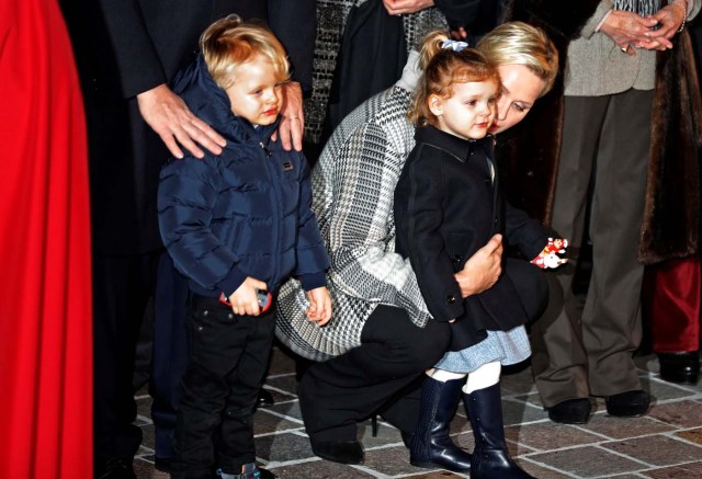 Princess Charlene and her twins, Prince Jacques and Princess Gabriella, attend the traditional Sainte Devote celebration in Monaco, January 26, 2018. REUTERS/Eric Gaillard