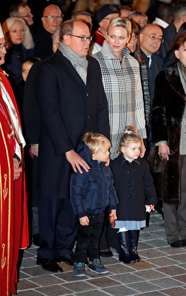 Prince Albert II of Monaco, his wife Princess Charlene and their twins, Prince Jacques and Princess Gabriella, attend the traditional Sainte Devote celebration in Monaco, January 26, 2018. REUTERS/Eric Gaillard