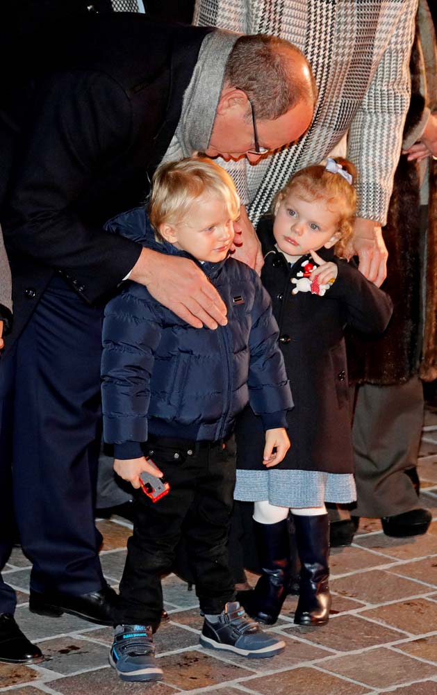 Prince Albert II of Monaco and his twins, Prince Jacques and Princess Gabriella, attend the traditional Sainte Devote celebration in Monaco, January 26, 2018. REUTERS/Eric Gaillard