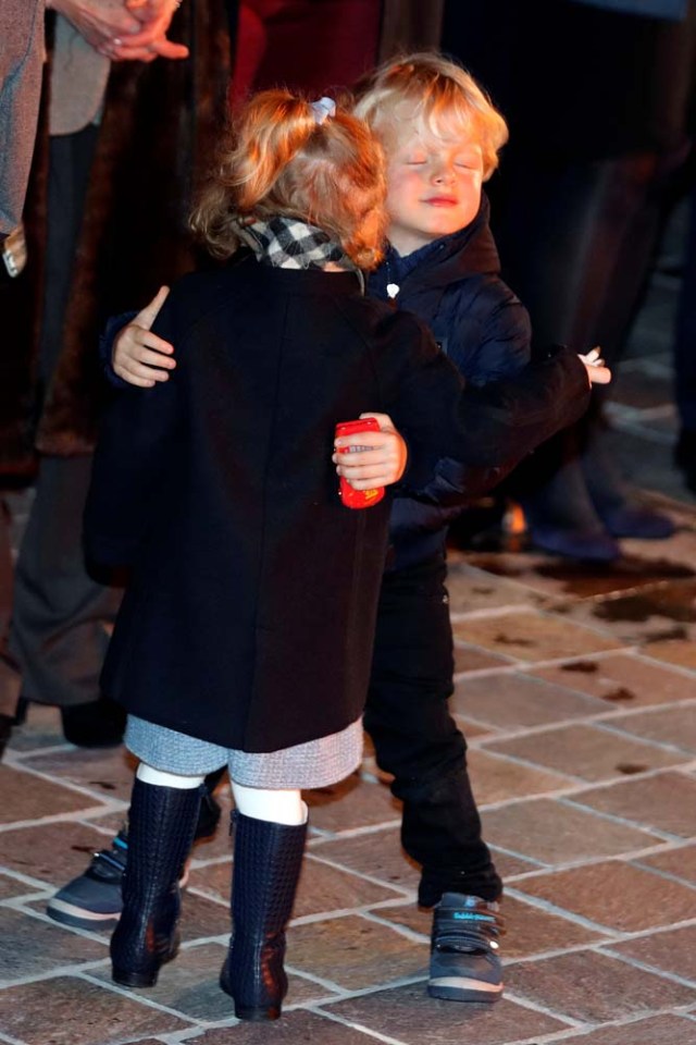 Prince Albert II of Monaco's twins Prince Jacques and Princess Gabriella are seen during the traditional Sainte Devote celebration in Monaco, January 26, 2018. REUTERS/Eric Gaillard