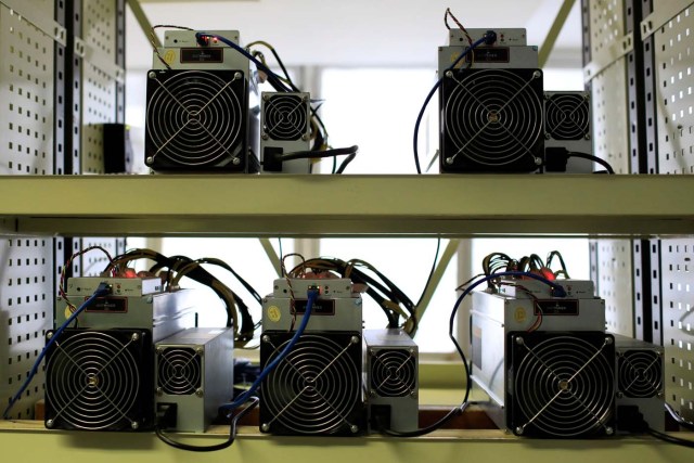 Antminer D3 cryptocurrency mining computers are seen at a facility of the Youth and Sports Ministry in Caracas, Venezuela February 23, 2018. REUTERS/Marco Bello