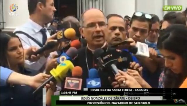 Monseñor Jesús González Zárate, luego de la misa del Miércoles Santo // Foto captura tv