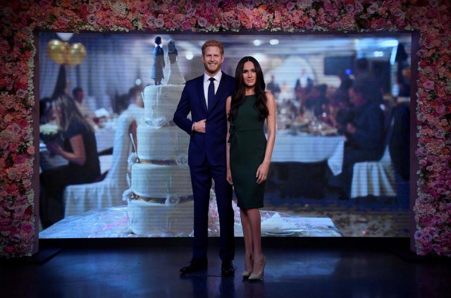 Waxwork models of Britain's Prince Harry and his fiancee Meghan Markle are seen on display at Madame Tussauds in London, Britain, May 9, 2018. REUTERS/Toby Melville