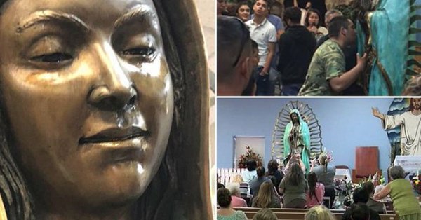 Feligreses han visitado en los últimos días una estatua de la Virgen de Guadalupe que ha derramado lágrimas con olor a "rosas" en una pequeña iglesia de la localidad estadounidense de Hobbs, en Nuevo México | Foto @monitorexpresso