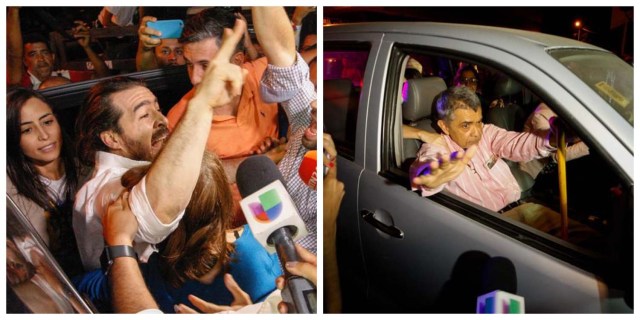 Izquierda: El exalcalde de San Cristóbal Daniel Ceballos. Derecha: El general Ángel Vivas. Ambos expresos políticos que fueron excarcelados el pasado 1 de junio de 2018