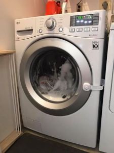 Niña de tres años casi muere dentro de una lavadora