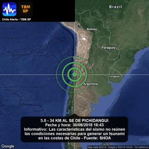 Sismo de magnitud 5 afecta la zona central de Chile