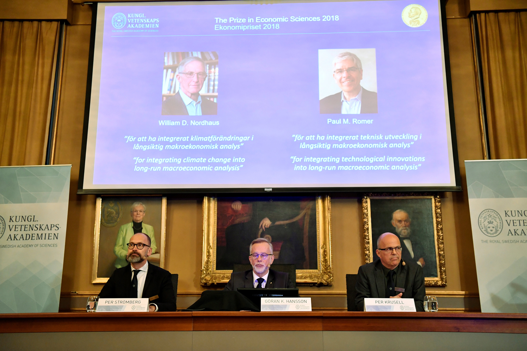 Nobel de Economía para estadounidenses Nordhaus y Romer