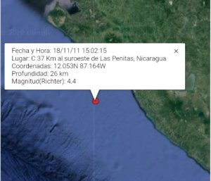 Sismo de magnitud 4,4 Richter sacude el Pacífico de Nicaragua