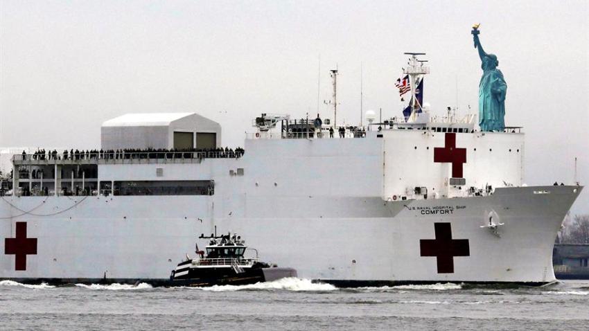 El buque hospital USNS Comfort listo para decir adiós a Nueva York
