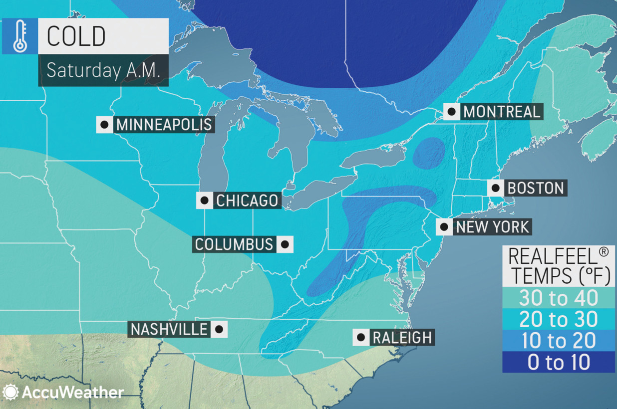 La nieve y las temperaturas frías golpearán a gran parte de los Estados Unidos este fin de semana