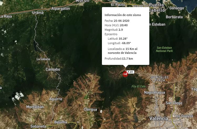 Sismo de magnitud 2.9 se registró en Valencia este #25Jun