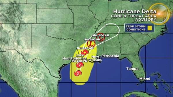 Lluvias del huracán Delta se extienden en zonas de Luisiana (VIDEO)