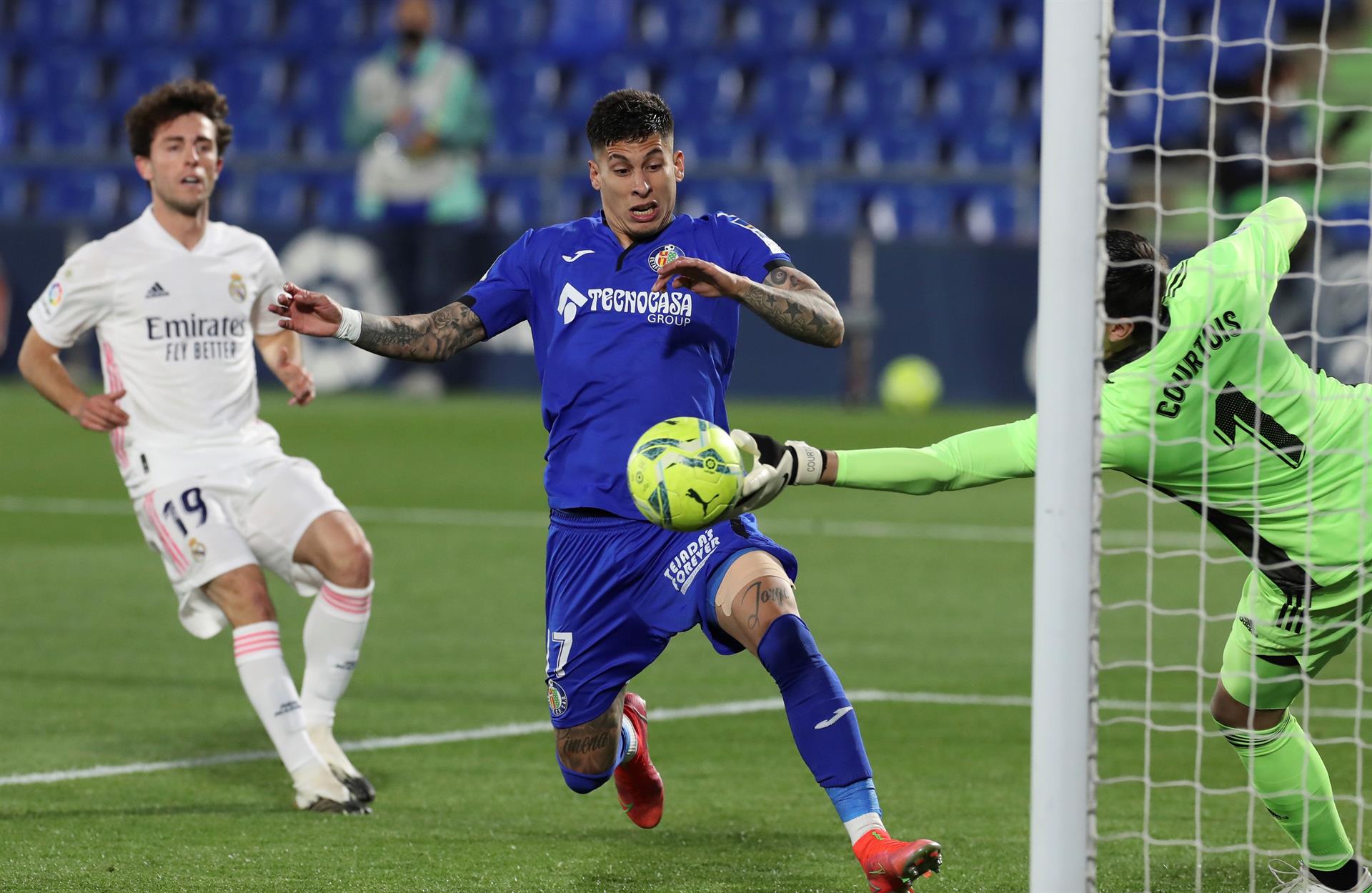 Courtois rescató un empate para el Real Madrid frente al Getafe