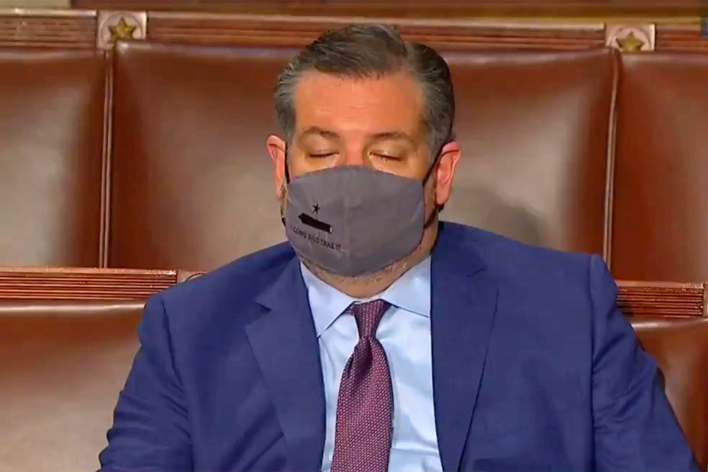 Captaron a Ted Cruz dormido durante el discurso de Joe Biden ante el Congreso (Video)