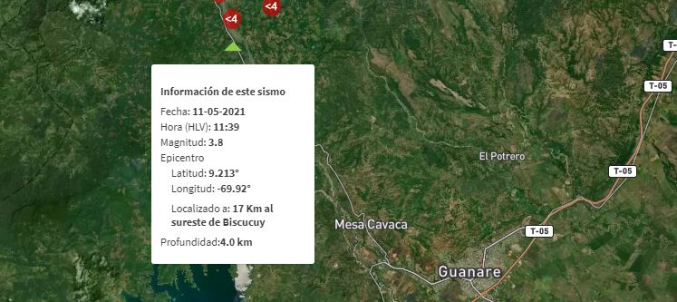 Sismo de magnitud 3.8 se registró en Portuguesa este #11May