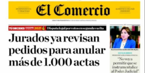 Así reseña la prensa peruana la situación en el país tras los comicios electorales (Portadas)