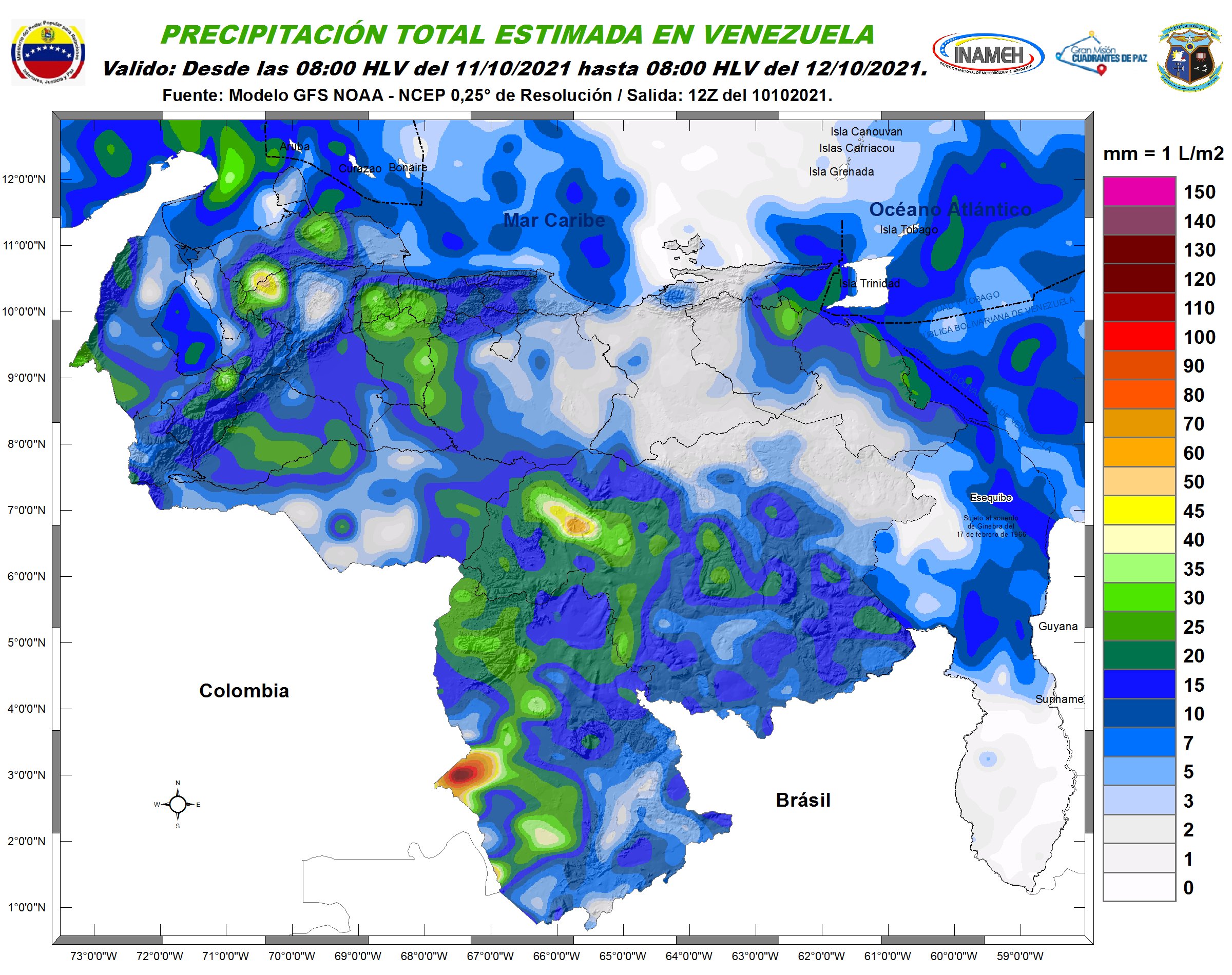 Lluvias, descargas eléctricas y ráfagas de viento: El pronóstico de Inameh para este #11Oct