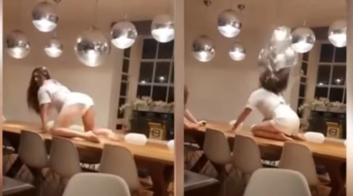 VIRAL: Mujer bailaba muy sexy sobre una mesa pero todo terminó mal (VIDEO)
