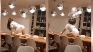 VIRAL: Mujer bailaba muy sexy sobre una mesa pero todo terminó mal (VIDEO)