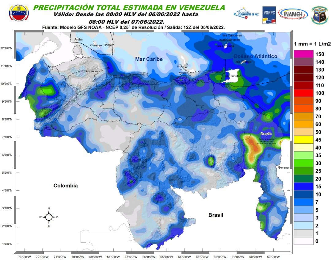 Inameh prevé nubosidad y lluvias en gran parte de Venezuela #6Jun