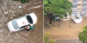 Increíble: el mega palo de agua que cayó en Caracas desbordó la avenida Andrés Bello (Videos)
