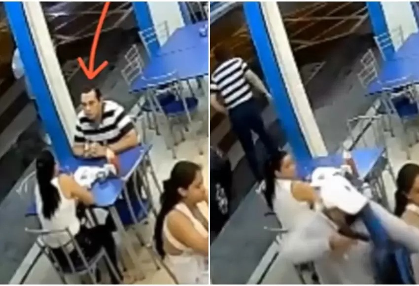 VIRAL: Hombre dejó botada a su pareja cuando un ladrón entro a robar un restaurante (VIDEO)