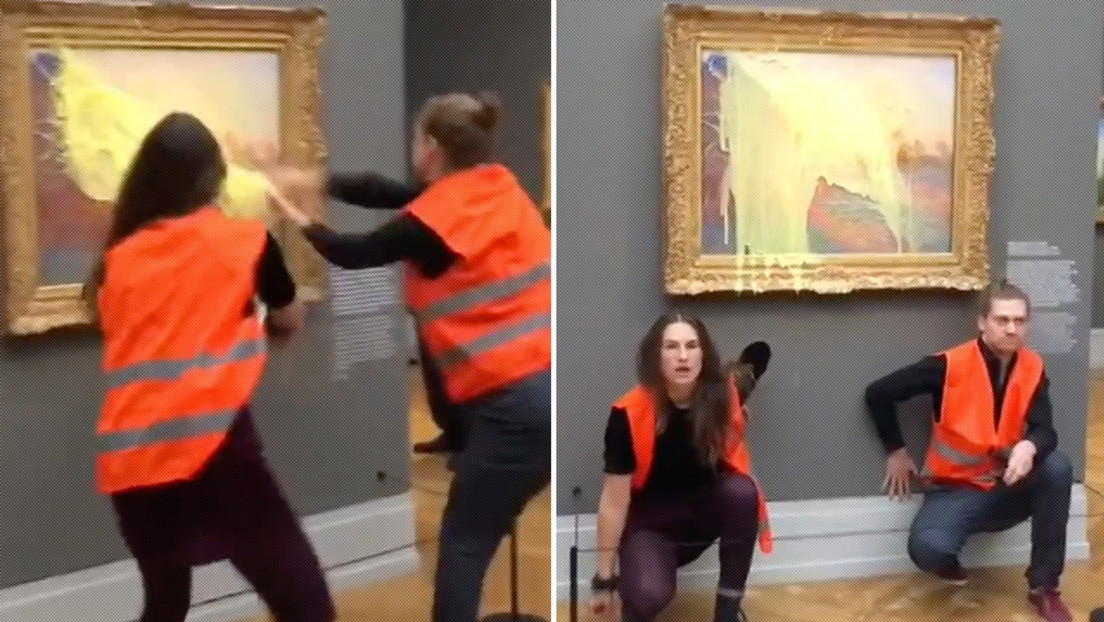 Activistas arrojan puré de papas a un cuadro de Monet en Alemania (VIDEO)